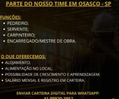 Contratamos empreita para Osasco - SP