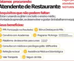 Vagas para atendente NOTURNO