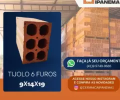 Tijolo 6 furos 9x14x19